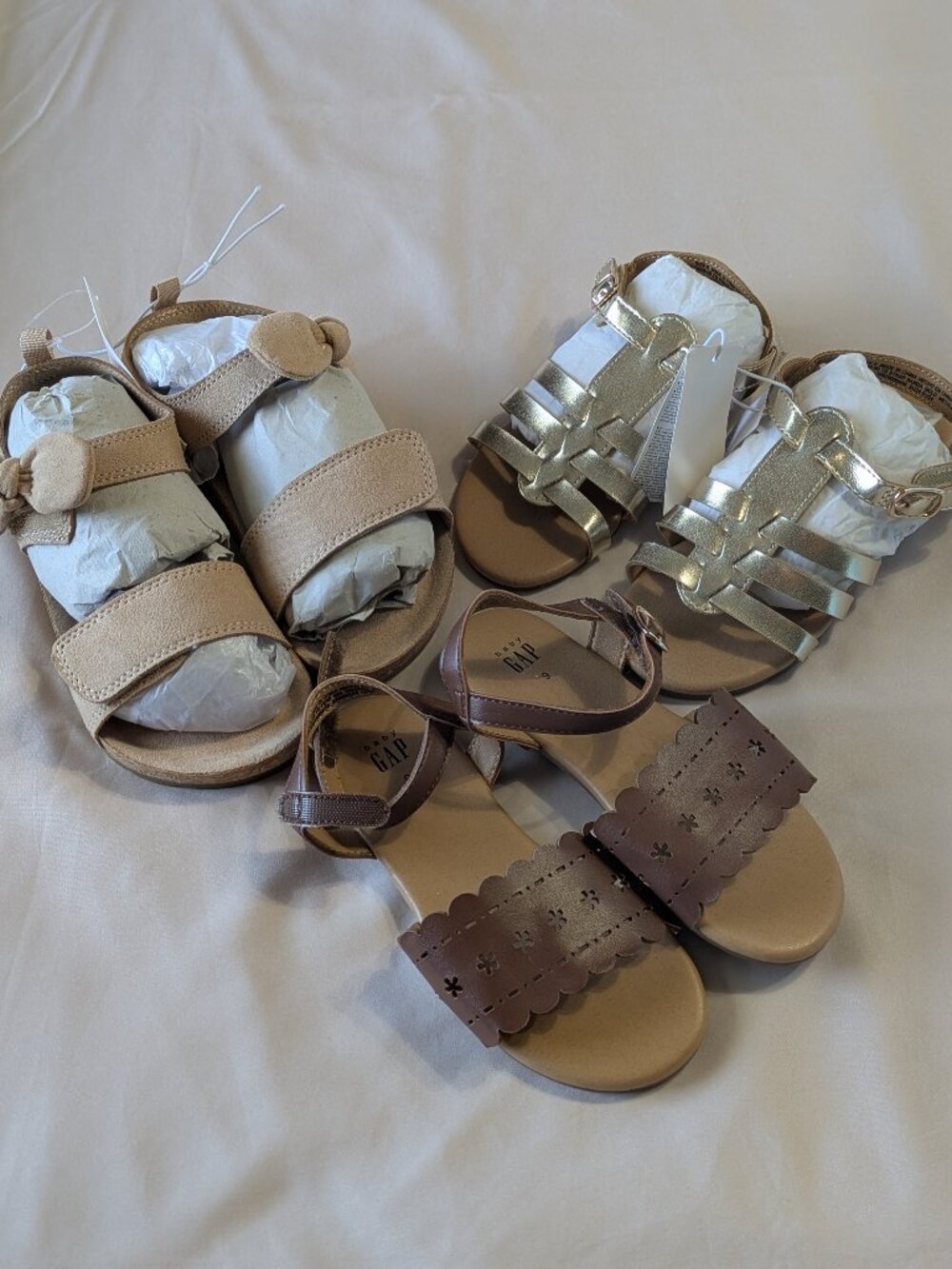 NWT H&M / Baby GAP gold brown tan sandals SIZE 9 / SIZE 10 BUNDLE